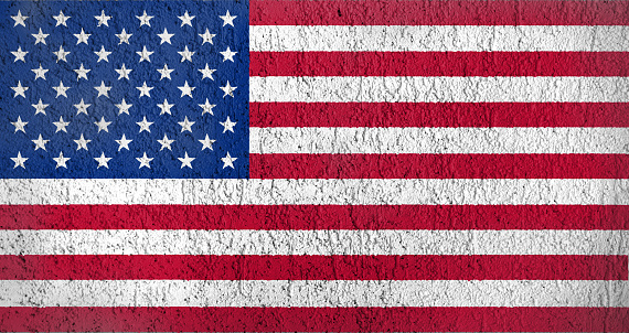 Bright USA flag painted on a concrete wall