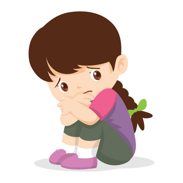 Sad Girl Sitting Alone Stock Illustration - Download Image Now - Child,  Sadness, Fear - iStock