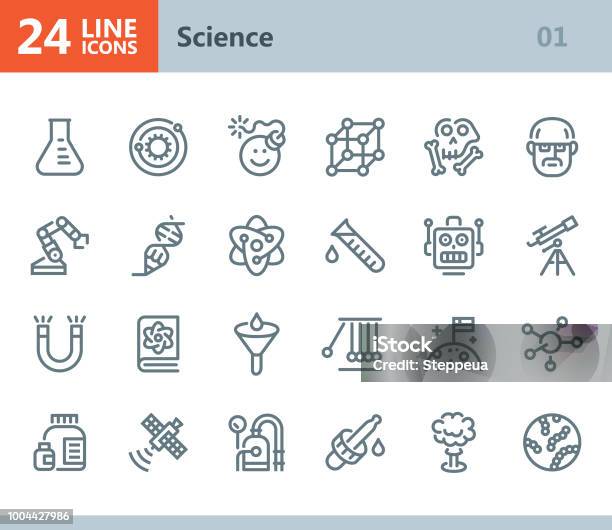 Science Line Vector Icons Stock Illustration - Download Image Now - Icon Symbol, Laboratory, Exploding