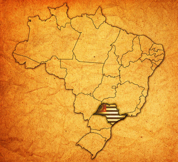 istock sao paulo flag on map of administrative divisions in brazil 1004448606