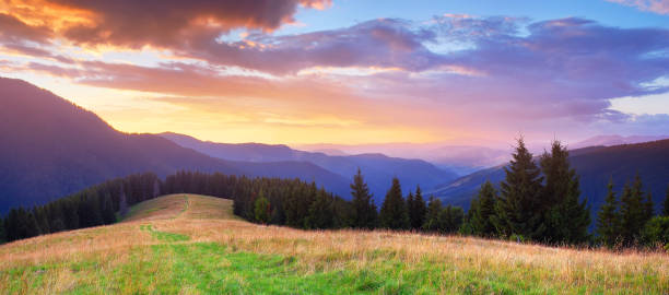 istock Panorama with a sunset in the mountains 1004467004