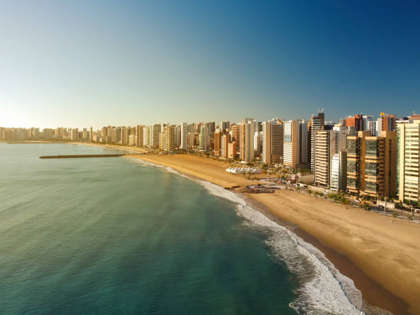 Aerial view of Fortaleza city Beach, Ceara, Brazil. Aerial view of Fortaleza city Beach, Ceara, Brazil. ceará state brazil stock pictures, royalty-free photos & images