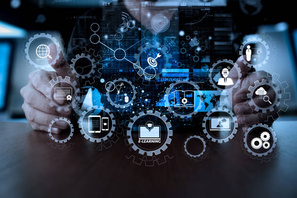 istock Businessman hand using mobile phone with digital layer effect as business strategy concept 1004503812