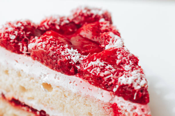 istock Strawberry cake closeup. High key 1004506610