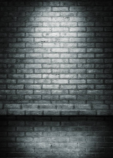 istock abstract old brick wall in the dark with spotlight warm light tone. brick wall in empty room. brick wall background for wallpaper 1004536900