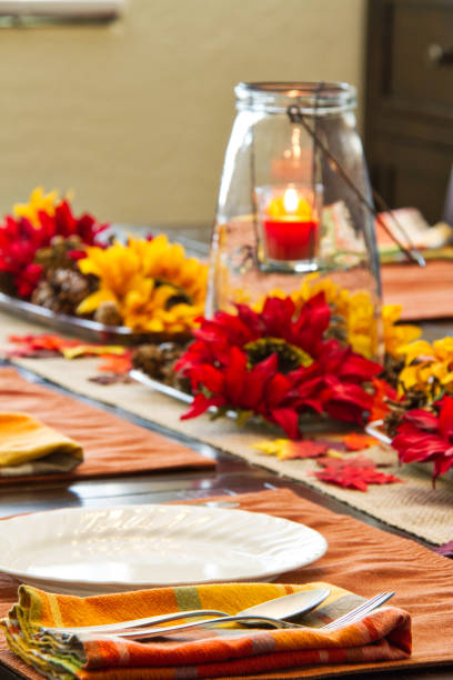 istock A table set for a fall feast with the focus on the foreground. 1004561358