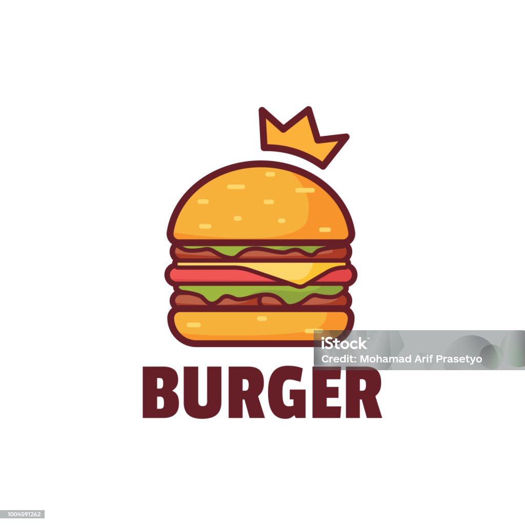 Burger avec illustration Logo Couronne - clipart vectoriel de Burger libre de droits