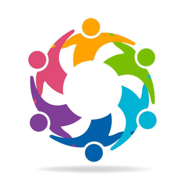 логотип счастливые люди teamwork вектор id визитная карточка - organized group community support friendship stock illustrations