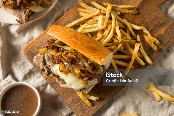 Homemade Beef French Dip Sandwich Stock Photo - Download Image Now - French Dip, Sandwich, Au Jus
