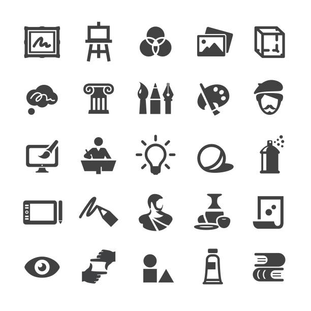 ilustrações de stock, clip art, desenhos animados e ícones de art education icons set - smart series - símbolo ilustrações