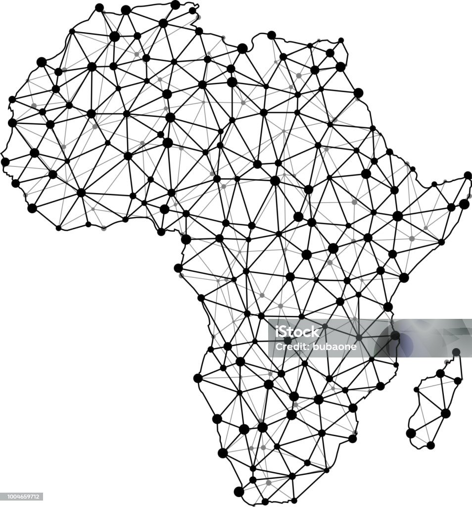 Karte von Afrika dreieckige Knoten Linienmuster - Lizenzfrei Afrika Vektorgrafik