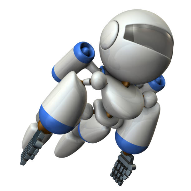 istock Cool robot flying in the sky. It is strongly brave. 1004685310