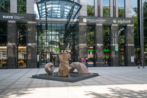 Budapest, Hungary. July 2018.  the building housing the stock exchange in Budapest, Hungary