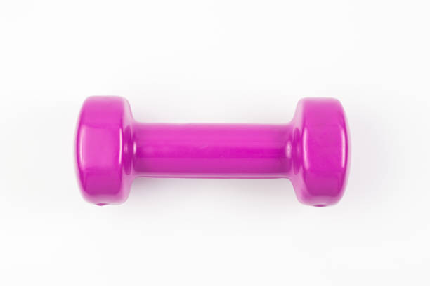 istock Top view of violet dumbbell Isolated on white background 1004688098