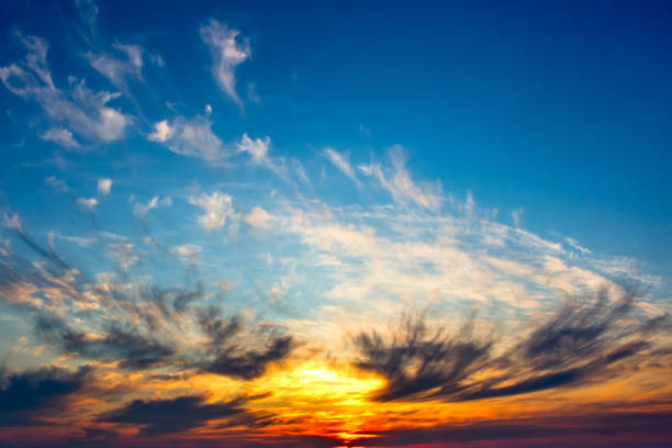 istock The blue sky lit by the warm sunset sun 1004703852