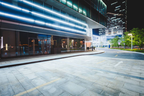istock The square platform of the modern urban financial work area. 1004724686