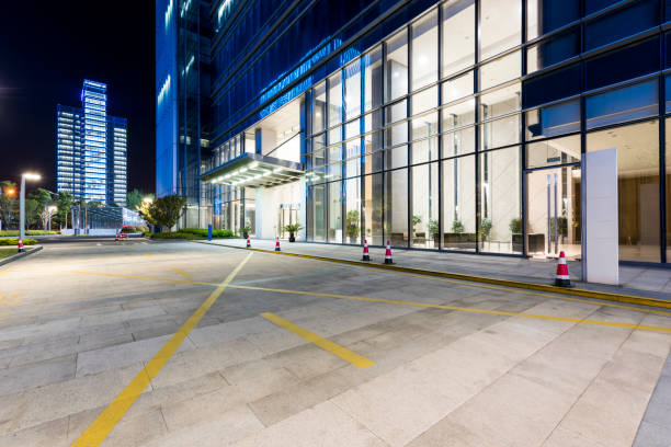 istock The square platform of the modern urban financial work area. 1004724702