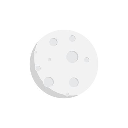 isolated white background, flat design moon icon vector illustration