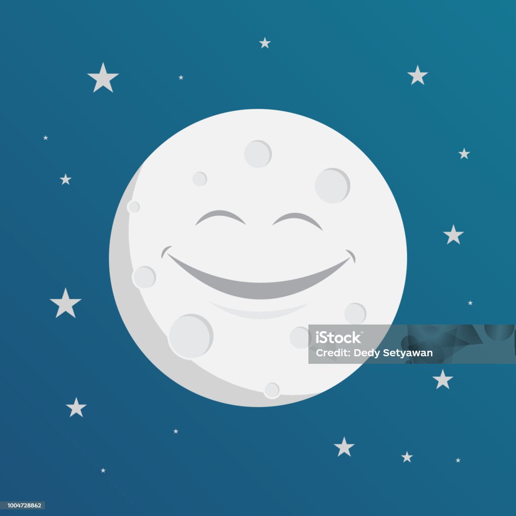 Happy Smiling Moon Stock Illustration - Download Image Now - Moon ...