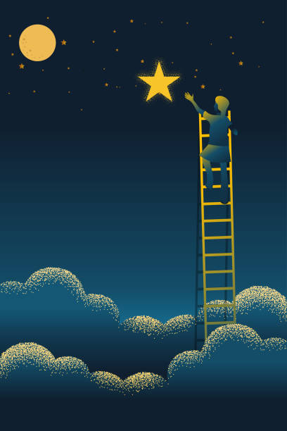 istock Business concept vector illustration of reach out for the stars 1004737764