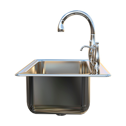 3D rendering of a kitchen sink isolated on white background