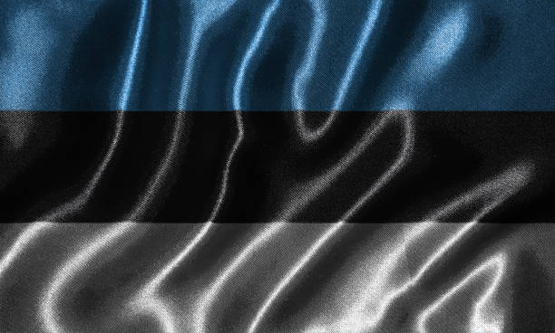 istock Wallpaper by Estonia flag and waving flag by fabric. 1004740794