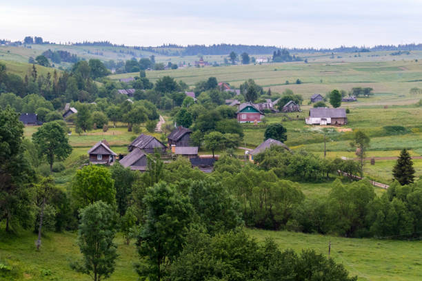 istock A small village lying on green scenic slopes 1004741240