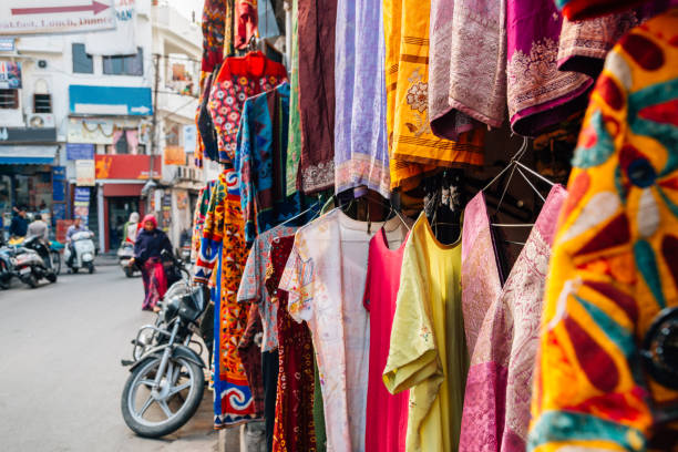istock Indian style clothes shop in Udaipur, India 1004772268