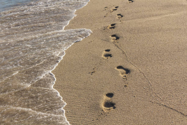 Fußabdrücke im Sand in Miami South Beach stock photo