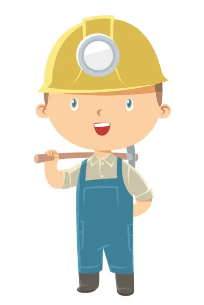 Vector illustration of miner boy