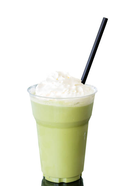 istock Green tea frappe with whipped cream in take a way cup 1004784902