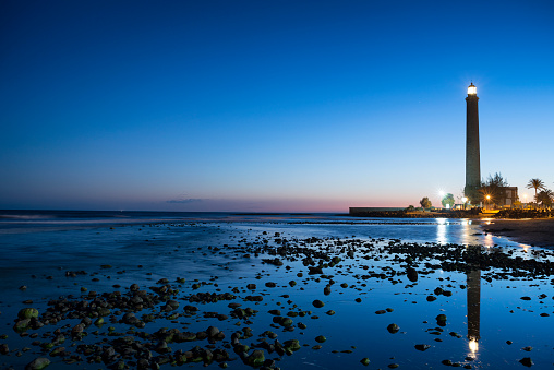 Lighthouse at Maspalomas, Faro de Maspalomas, Meloneras, Gran Canaria, Canary Islands, Spain,