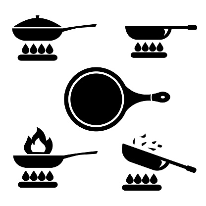 Vector illustration design of skillet frying pan icons set