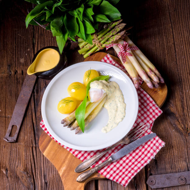 istock asparagus with egg and fresh wild garlic 1004792840