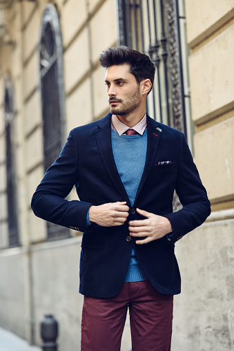 Attractive Man Wearing British Elegant Suit In The Street Modern Hairstyle  Stock Photo - Download Image Now - iStock