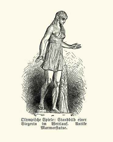 Vintage engraving of a Ancient athlete