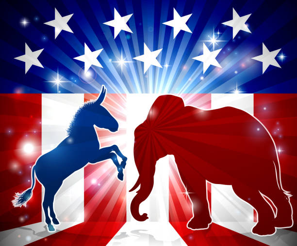 esel vs. elefant silhouetten - u s flag stock-grafiken, -clipart, -cartoons und -symbole