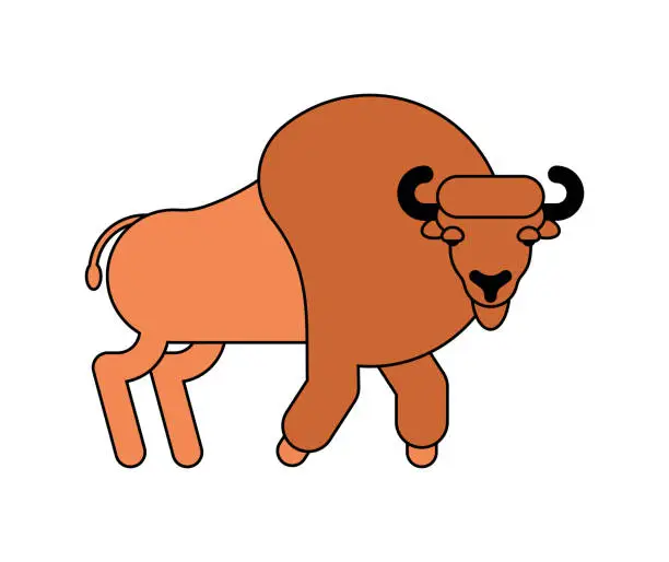 Vector illustration of Bison isolated. Aurochs Zubr. Wild Bull. Buffalo Vector illustration