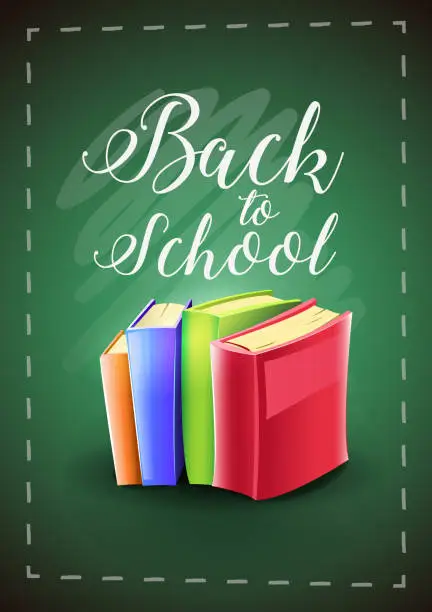 Vector illustration of Back to school. Textbooks