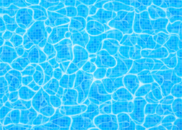 ilustraciones, imágenes clip art, dibujos animados e iconos de stock de fondo de vector de fondo de piscina, ondulación y fluir con las olas. patrón de agua de verano con azulejos digitales. textura de mar, superficie del océano. vista superior - hip expressing positivity full blue