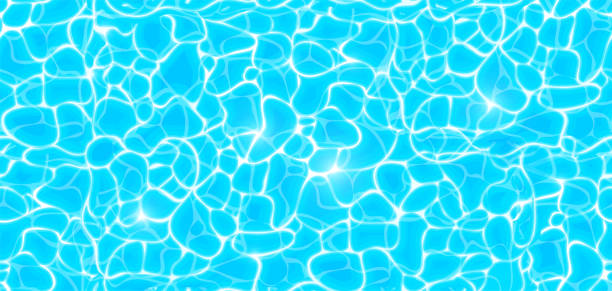 illustrations, cliparts, dessins animés et icônes de eau piscine texture vecteur de bas fond, ondulation et flux avec les vagues. modèle sans couture de natation aqua bleu de l’été. mer, surface de l’océan. vue de dessus - water swimming pool sea summer