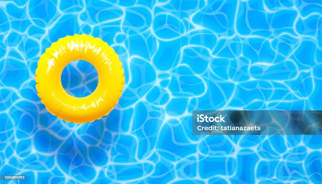 Water pool summer background with yellow pool float ring. Summer blue aqua textured background Water pool summer background with yellow pool float ring. Vector illustration of summer blue aqua textured background Swimming Pool stock vector