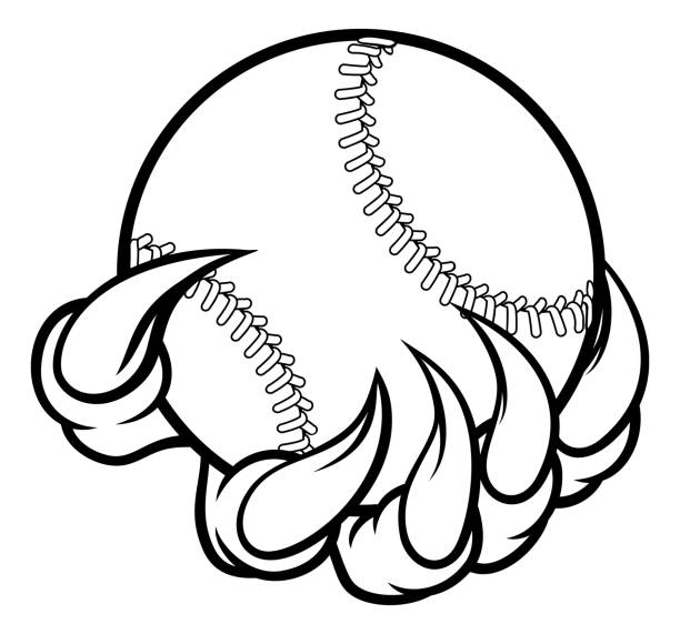 монстр коготь проведения бейсбольный мяч - characters sport animal baseballs stock illustrations