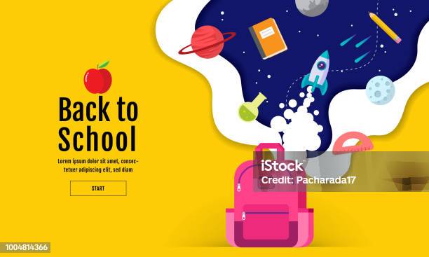 Zurück Zu Schuleverkaufbanner Poster Bunte Flaches Design Vektor Stock Vektor Art und mehr Bilder von Bildung