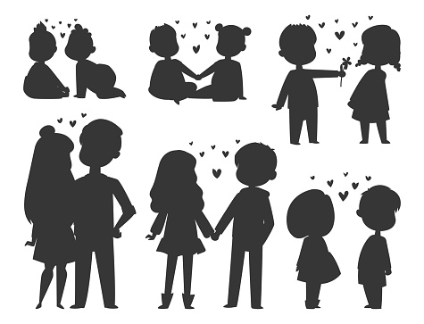 Couple in love vector characters silhouette togetherness happy smiling people romantic woman amorousness together adult relationship. Female lifestyle beautiful happiness couple in love characters.