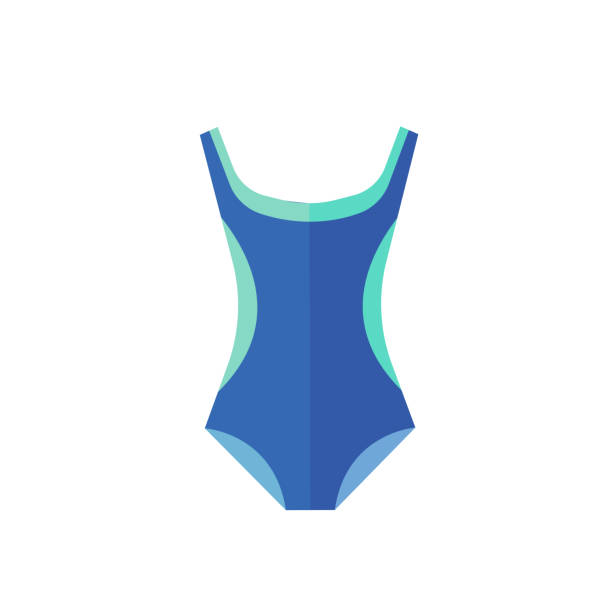 Blue swimsuit icon on the white background. Vector illustration. Blue swimsuit icon on the white background. Vector illustration. bathing suit stock illustrations