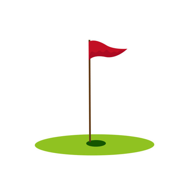 illustrations, cliparts, dessins animés et icônes de icône de trou de golf sur fond blanc. illustration vectorielle. - red flag flag sports flag sports and fitness