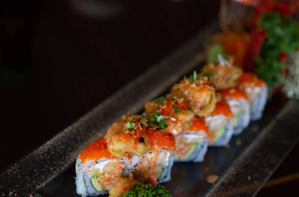istock Elegant Sushi Roll Served with Copy Space 1004839168