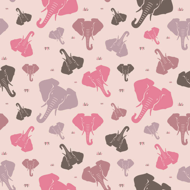 rosa elefanten auf einem sanften rosa hintergrund - backgrounds elephant illustration and painting india stock-grafiken, -clipart, -cartoons und -symbole