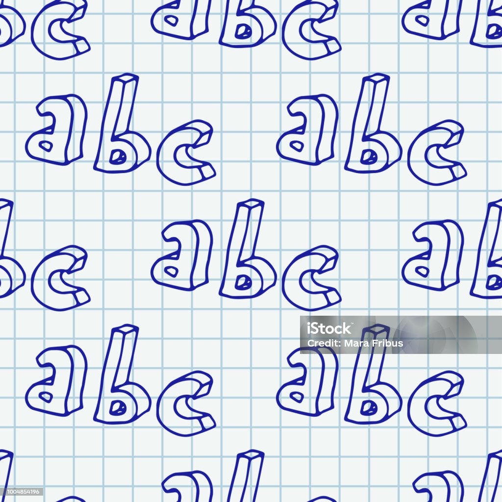 Abc Pattern Writing Hand Drawn Abc Seamless Pattern Stock Illustration - Download Image Now ...